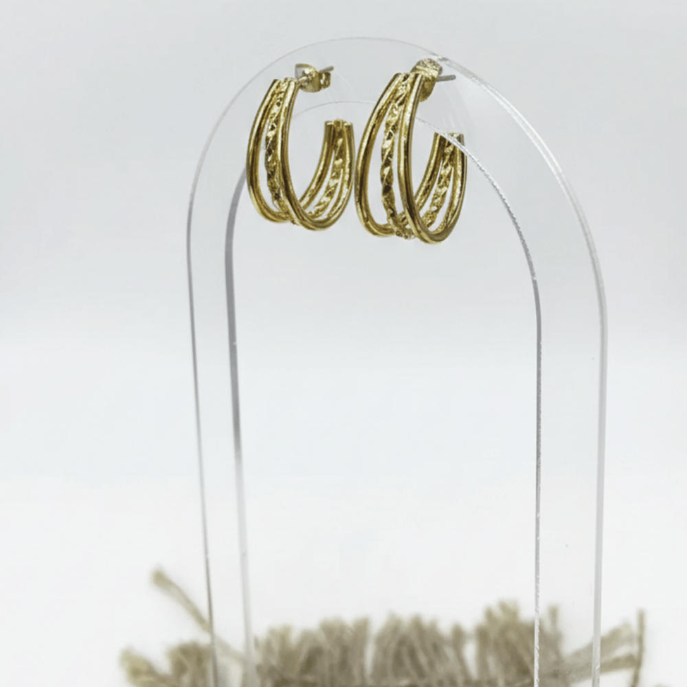Aretes Dobles Dorados 35