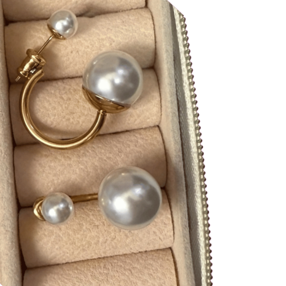 Aretes Perla Doble