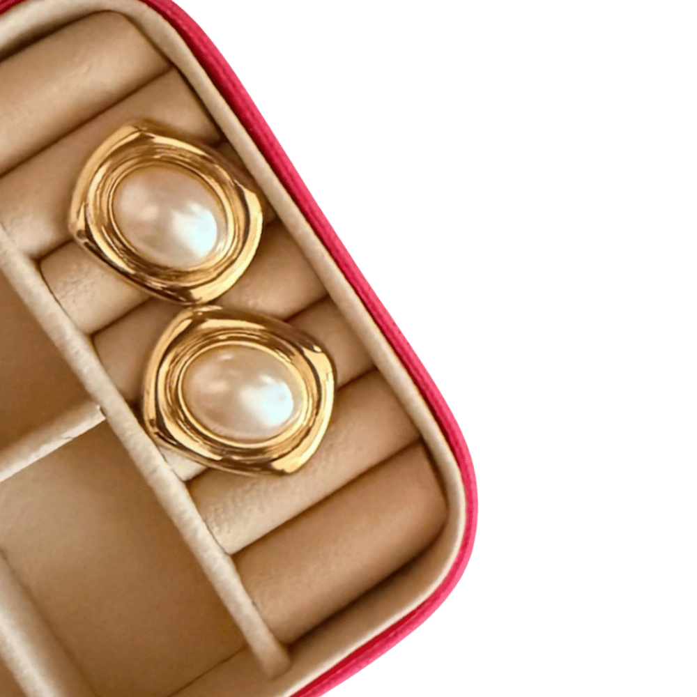 Aretes Perlas Doradas 30