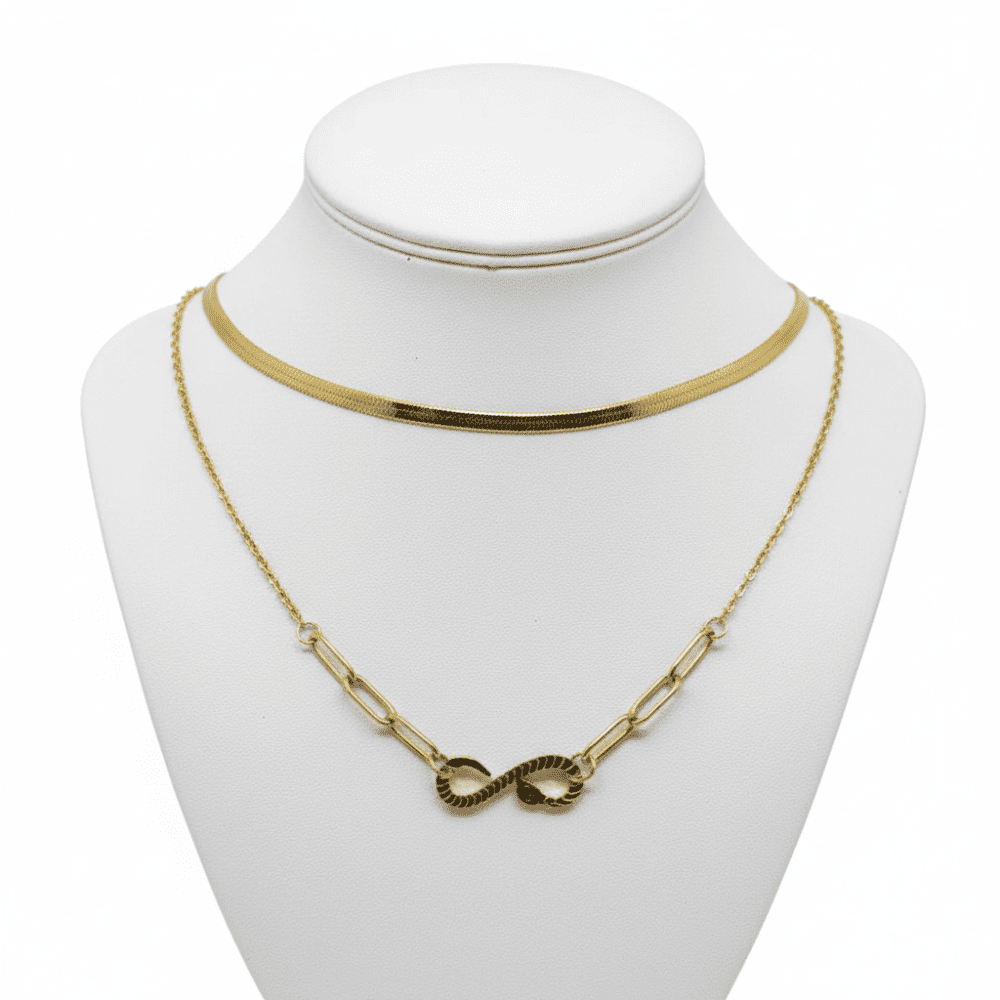 Collar Layering con Dije de Serpiente