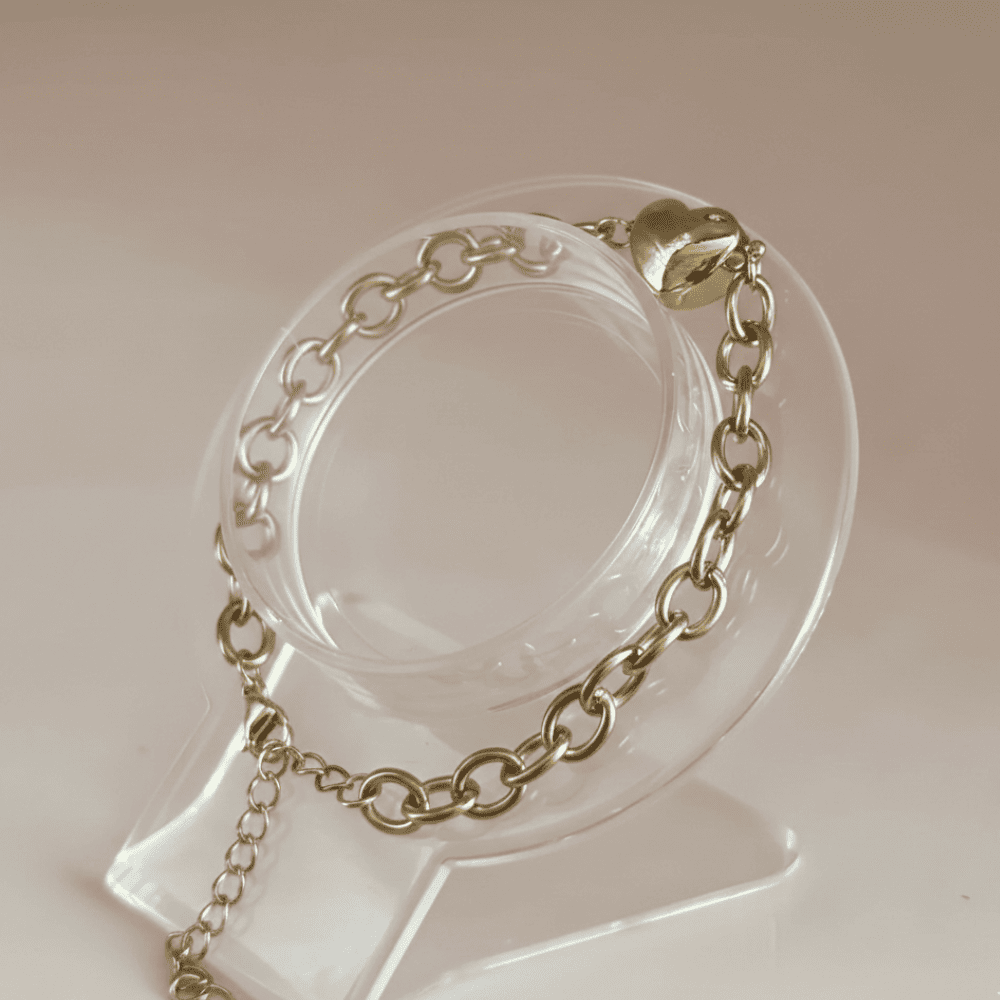 Pulsera Eslabón Dorado Corazón
