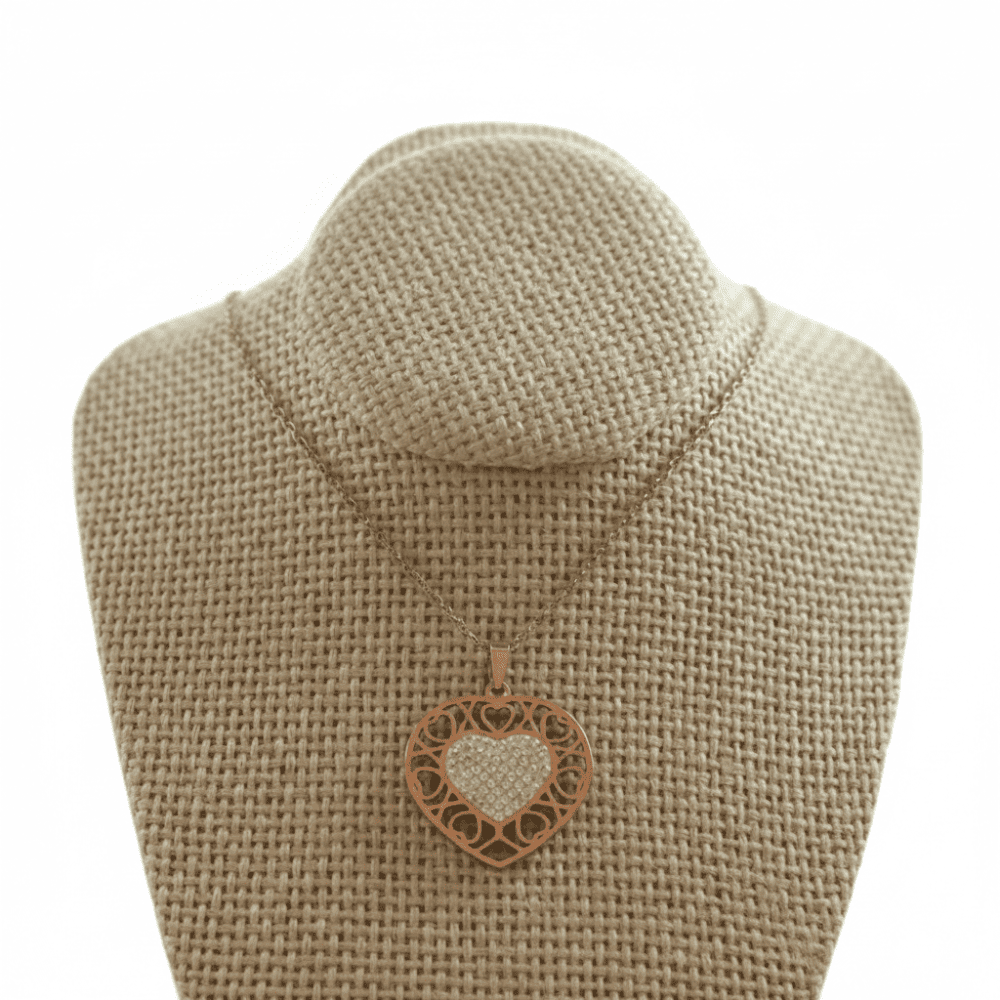 Collar Medalla Corazón Zirconias