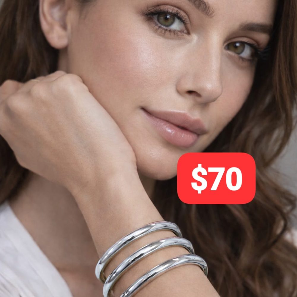 Brazalete triple oval plata